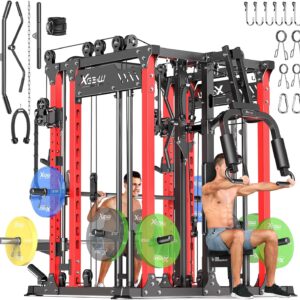 Power Cage,1600lbs Multi-Function Power Rack with Adjustable Cable Crossover System and More Training Attachment, Weight Cage for Home Gym