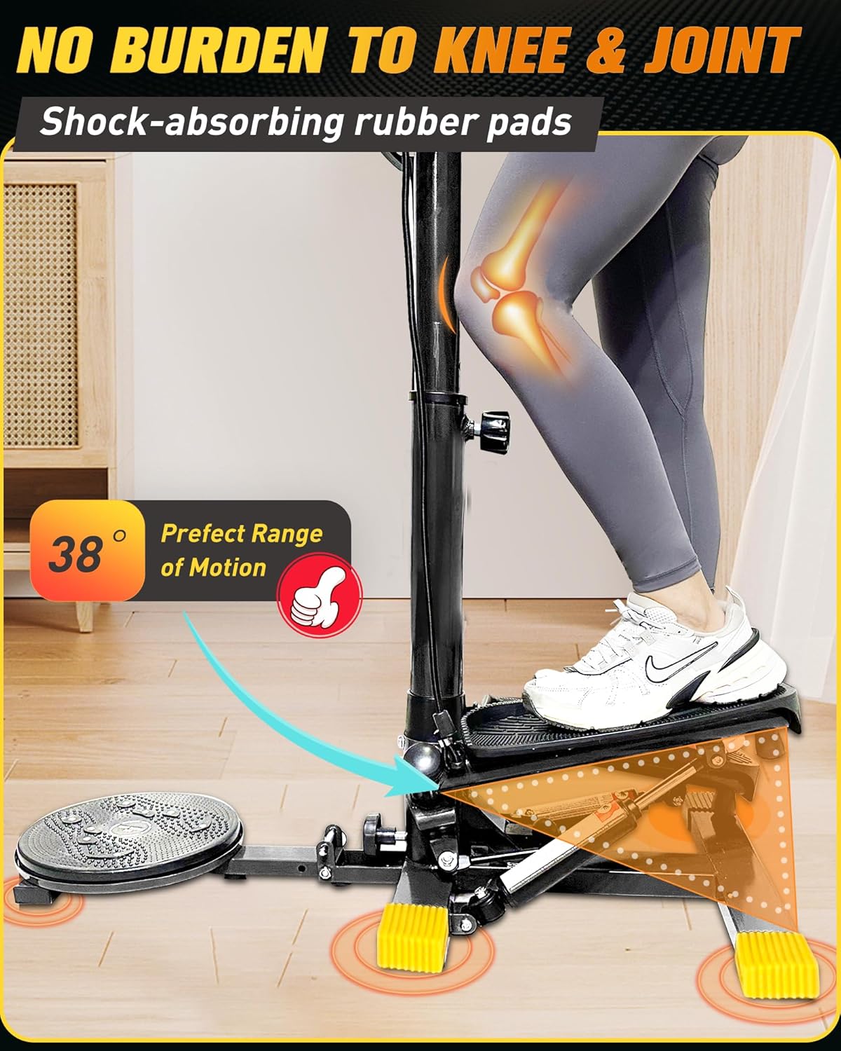 Wonderful Day Stair Steppers for Exercise at Home, Twist Stair Stepper Machine with Resistance Bands, LCD Monitor,300 lbs Loading Capacity - Image 3