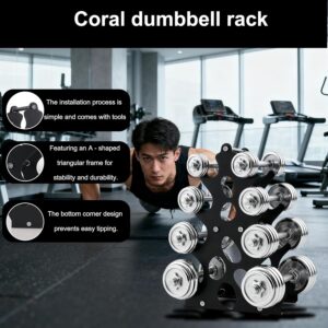 Home Gym Dumbbell Holder – Coral-Inspired A-Frame Rack with Anti-Slip Pads, Built-in Handle, Compact & Space-Saving Design (Dumbbells Not Included)
