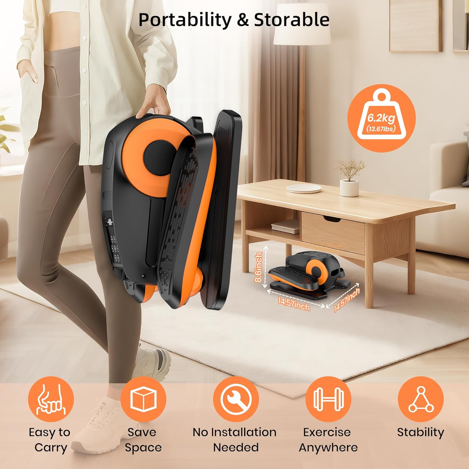Under Desk Elliptical Machine with Remote Control, 12 Adjustable Speeds Electric Leg Exerciser for Seniors, Quiet Portable Seated Pedal Exerciser with Auto & Manual Mode for Home and Office - Image 7