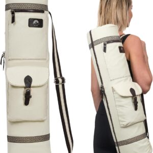 YOGABAY Yoga Mat Bag Carrier – 75cm x 17.5 cm Travel Bag Fits Yoga Mats – Durable Canvas Yoga Strap for Carrying Mat – Multiple Pockets and Adjustable Strap Yoga Bag for Mat