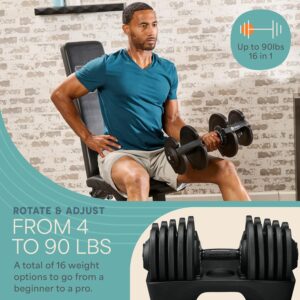 Lifepro Adjustable Dumbbells – 25lb Pair or 90lb Single, Quick-Select Hand Weights for Men/Women – Space Saving Exercise Fitness Dumbbells for Home Gym Strength & Weight Training
