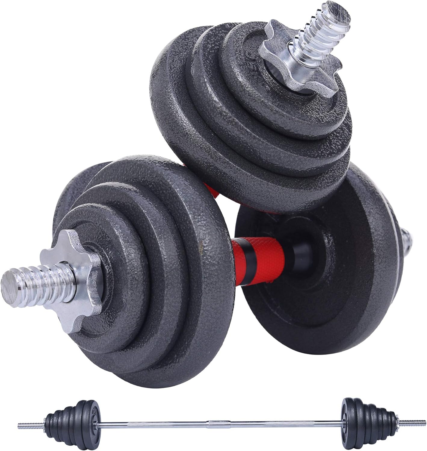 Nice C Adjustable Dumbbells, Barbell Weight Set, Dumbbell Set, Weights Adjustable 22/33/44/66/105 Lbs Home Gym 2 in 1, Anti-Slip Handle, All-Purpose, Office, Fitness