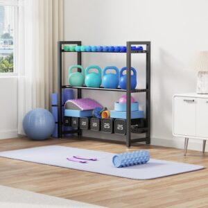3 Tier Adjustable Dumbbell Rack – Heavy-Duty 330LB Capacity Weight Storage Stand for Dumbbells, Kettlebells – Space-Saving Home Gym Organizer (Rack Only)
