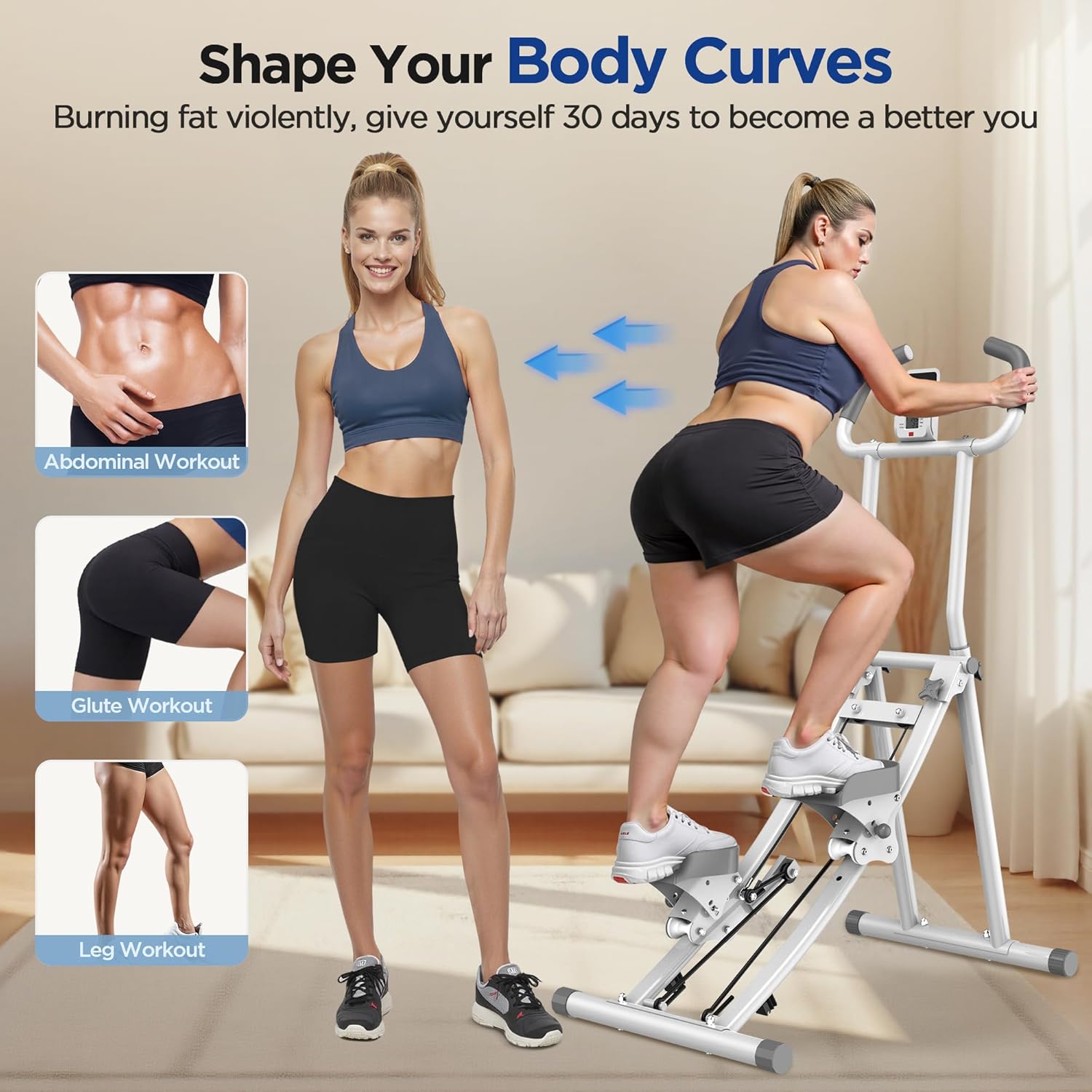 Stair Stepper for Home Gym Exercise, Stair Climber for Full Body Workout with Adjustable Handlebar & Pedals, Compact Foldable Vertical Cardio Exercise Climber with LCD Display - Image 2