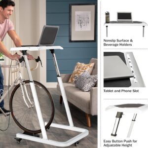 Bike Desk – Rolling Laptop Cart for Stationary Bike or Trainer – Adjustable Standing Desk to Exercise While Working or Watching TV by RAD Cycle