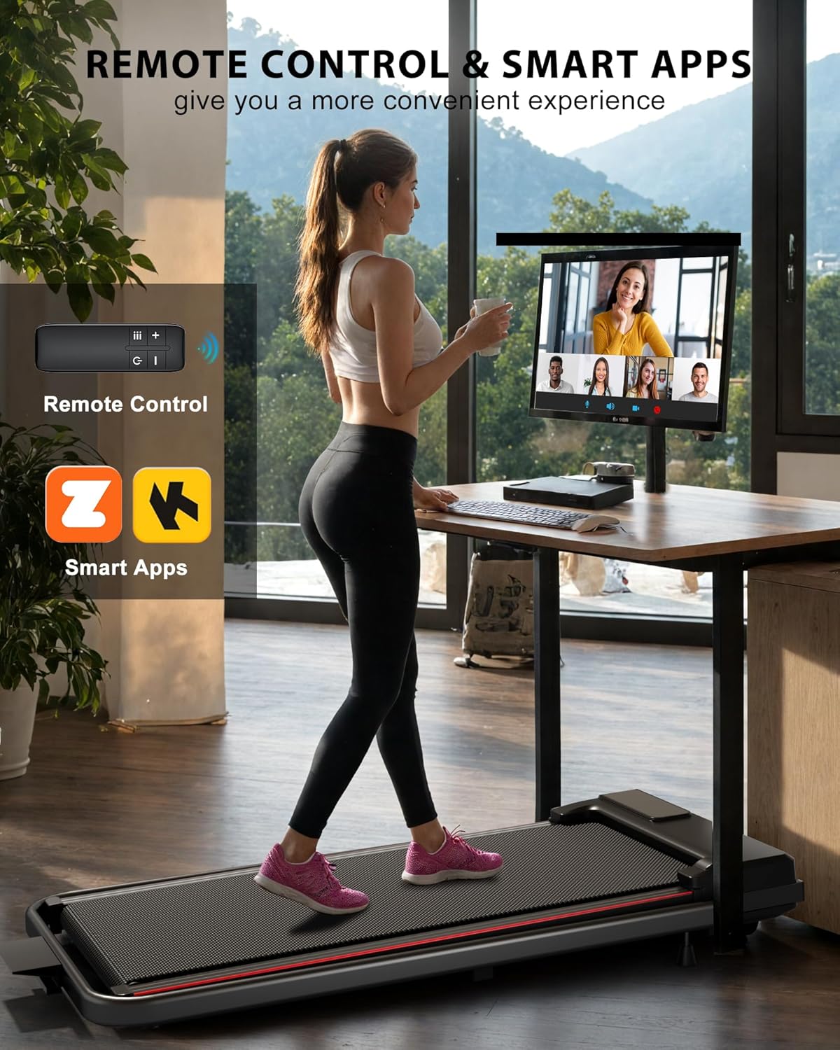 15% Auto Incline Treadmill for Home, Double Deck Treadmills with Incline,3.5HP Treadmills with Incline, Support Handrail/Console/App Control, Portable Treadmill Running Machine for Small Spaces - Image 3