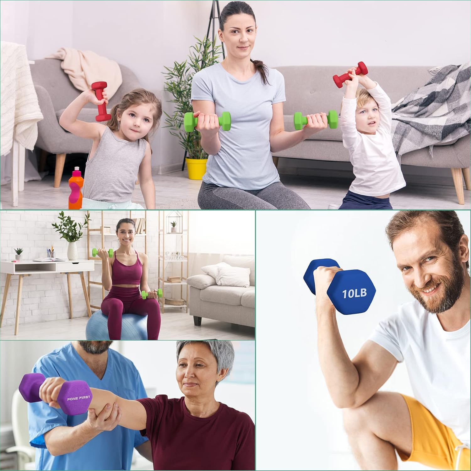 Dumbbell Hand Weight Pairs – Neoprene Dumbbell Exercise & Fitness For Home Gym Equipment and Adjustable Dumbbell Sets–Non-Slip, Color Coded Hex Shaped Free Weights For Women,Men 2LB 3LB 5LB 8LB 10LB Pounds - Image 7