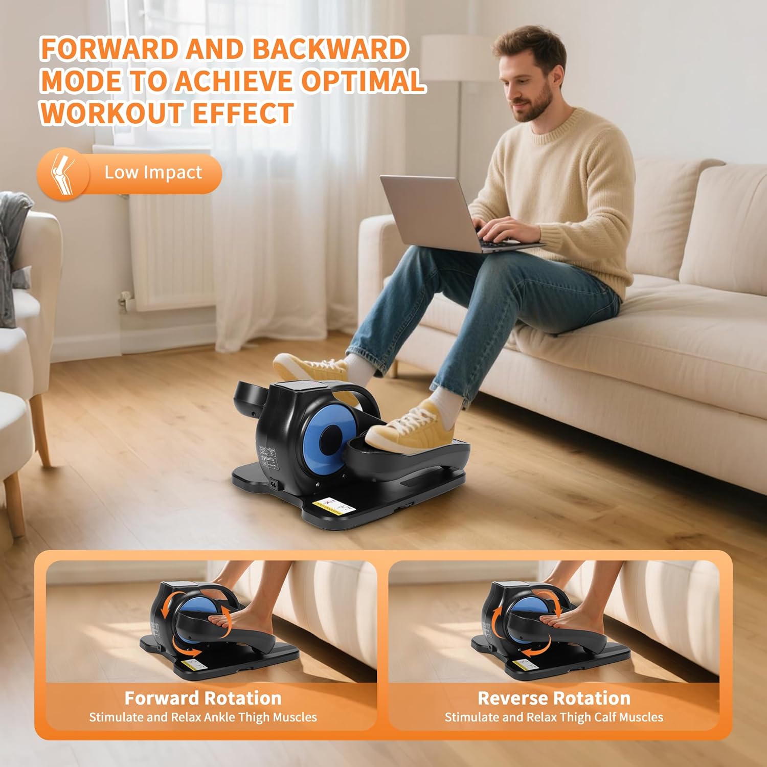 2025 Under Desk Elliptical - Quiet Electric Pedal Exerciser for Seniors/Adults, Portable w/Remote & Non-Slip Mat, Low Impact Leg Exercise for Home/Office While Sitting - Image 2