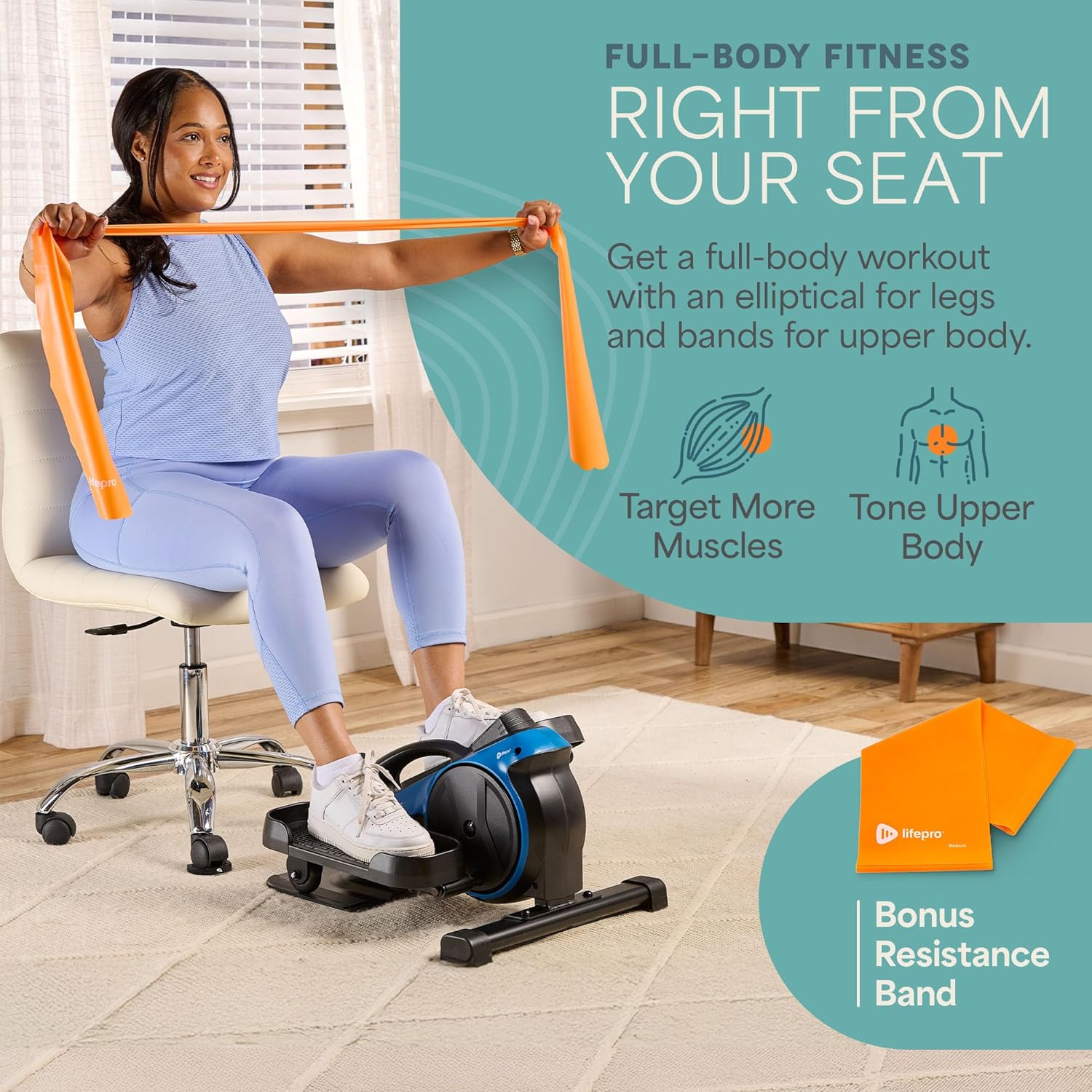 Lifepro Under Desk Elliptical Exercise Machine with or without Red Light, Seated Pedal Exerciser for Seniors & Adults, Quiet Elliptical Machine for Home or Office, Portable Leg Exerciser While Sitting - Image 7