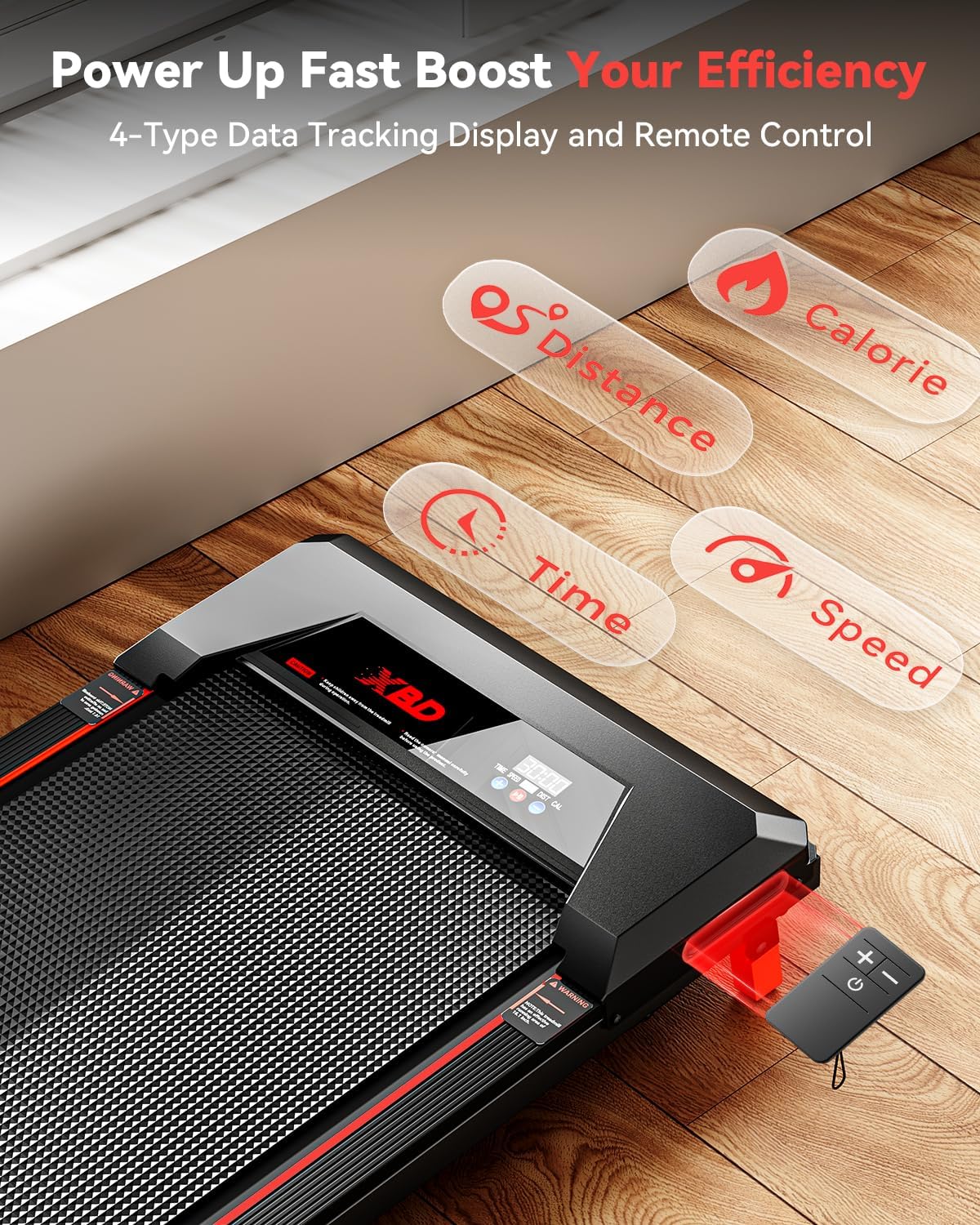 Walking Pad with Incline,XBD Under Desk Treadmill for Home Small Office,2.5HP Low Noise Portable Treadmill with 330 Lbs Capacity,Remote Control and LED Display - Image 6