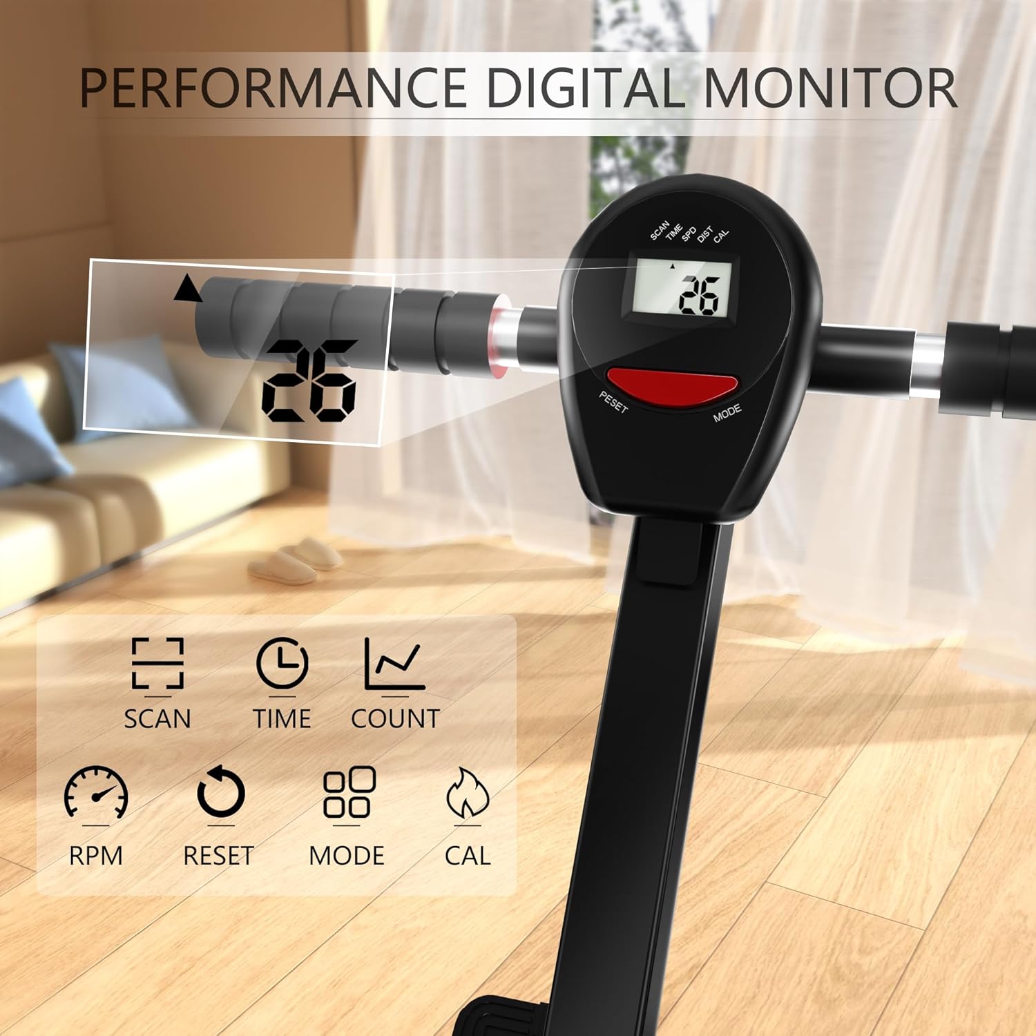 Magnetic Rowing Machine for Home Adjustable 8-Speed Booster Burn Fat & Sculpt Muscles Supports Up to 265 LBS Phone/Tablet-Ready Design - Image 5