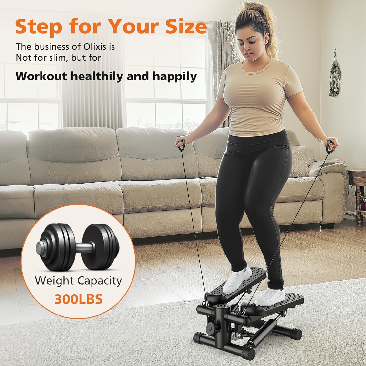 OLIXIS Steppers for Exercise at Home Workout Equipment, Mini Stepper Exercise Machine for Senior Citizens, Twist Stepper with Resistance Bands, Cardio Weight Loss Equipment Home Fitness - Image 2
