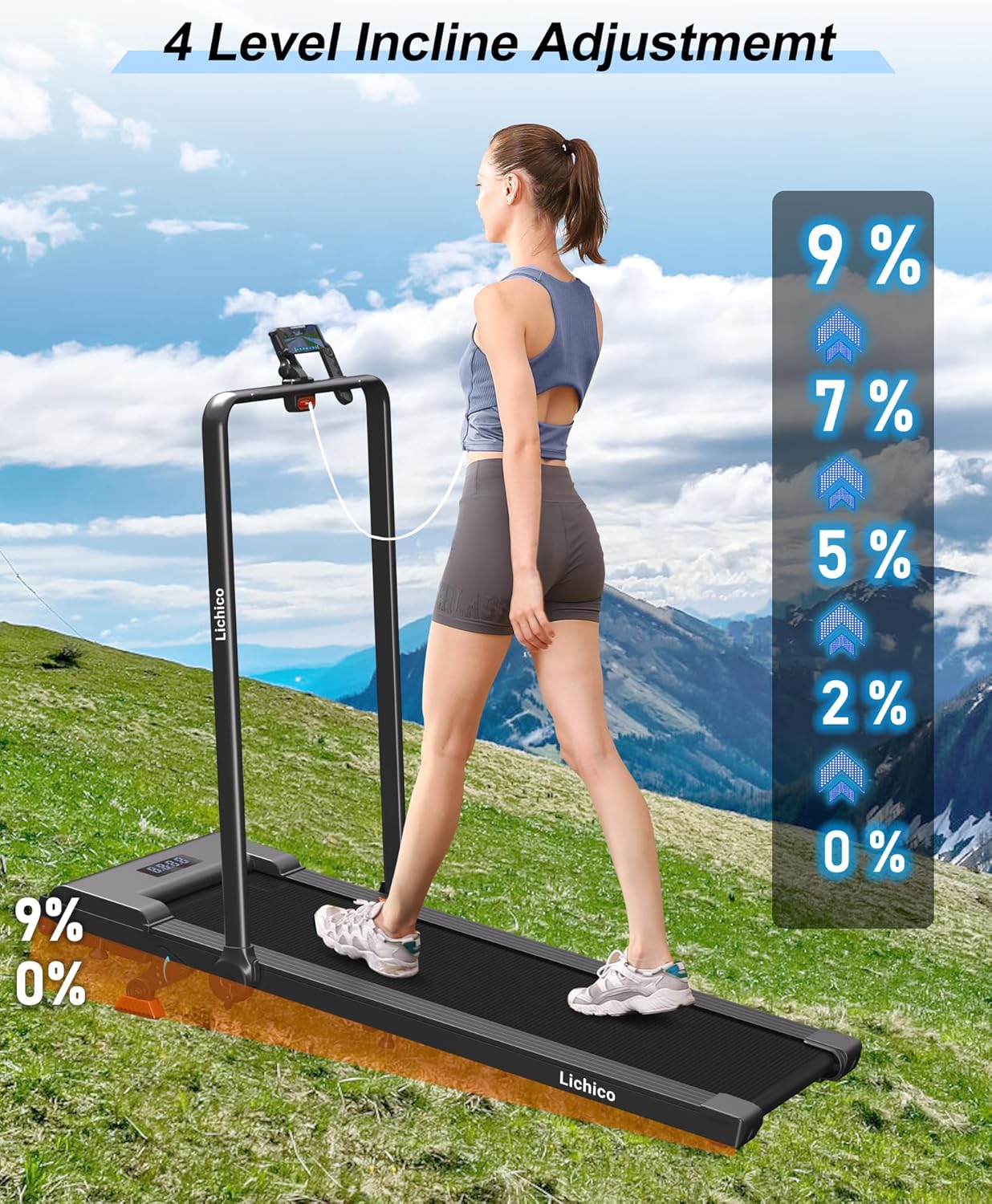 Lichico Walking Pad Under Desk Treadmill,Portable Small Treadmills for Home and Office,Super Quiet Brushless Motorized Walking Jogging Running Machine with Remote Control - Image 2