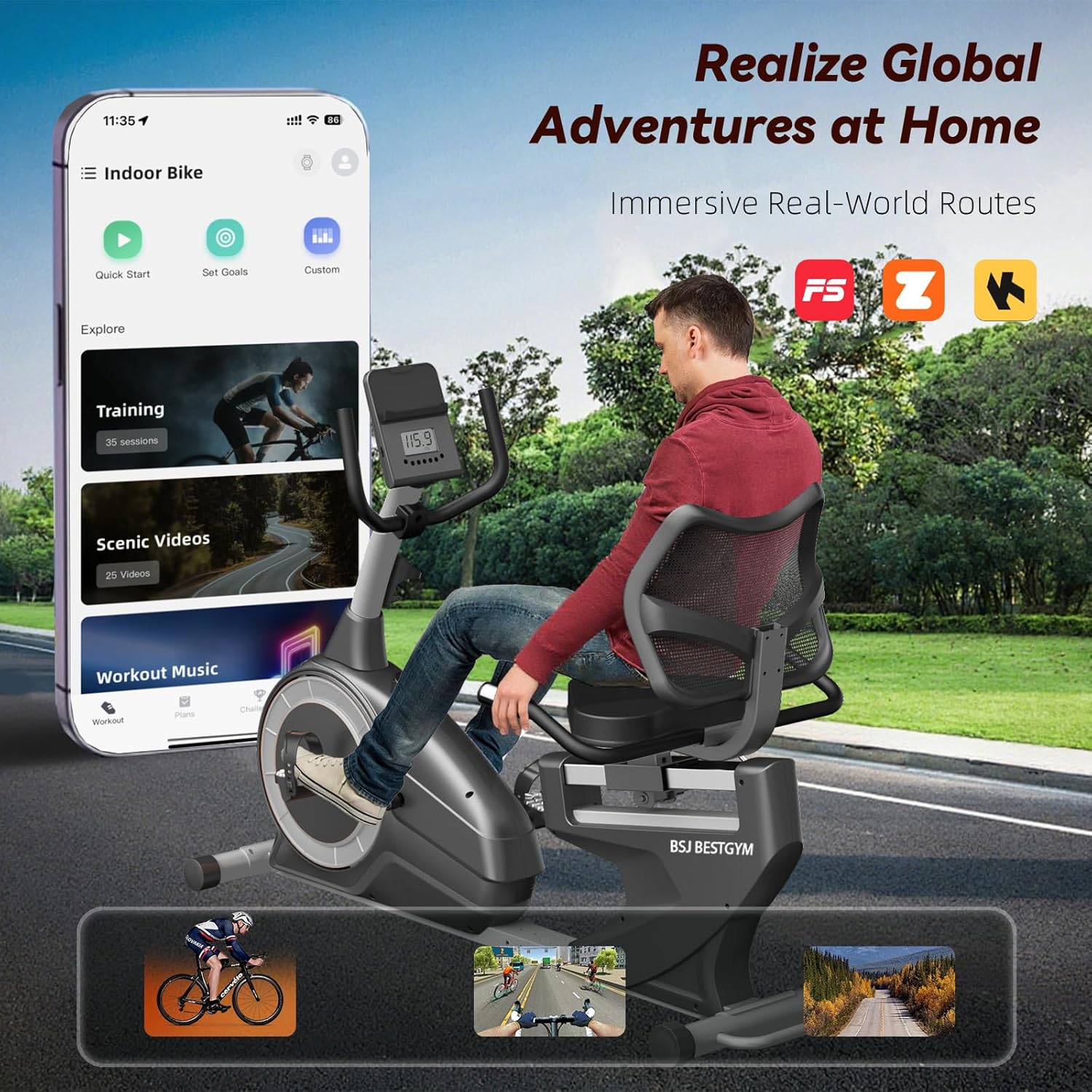 Recumbent Exercise Bike, Recumbent Stationary Bike for Home, Recumbent Bike 350LBS Weight Capacity, Magnetic Recumbent Bike with Smart APP, LCD Monitor, Heart Rate Handle - Image 7