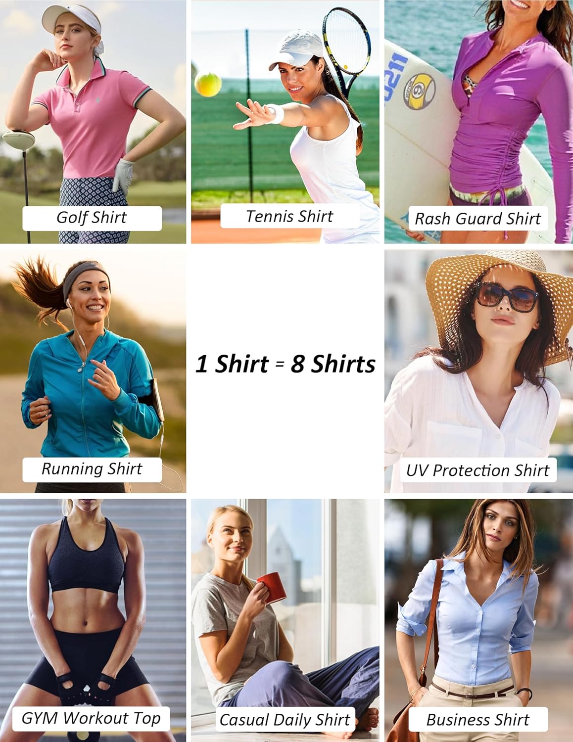 Women's Golf Polo Long Sleeve Workout Tops V Neck UPF 50+ Sun Protection Quick Dry Lightweight Active Tennis Shirts - Image 5