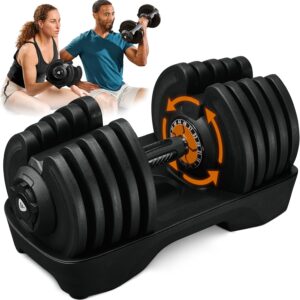 Lifepro Adjustable Dumbbells – 25lb Pair or 90lb Single, Quick-Select Hand Weights for Men/Women – Space Saving Exercise Fitness Dumbbells for Home Gym Strength & Weight Training
