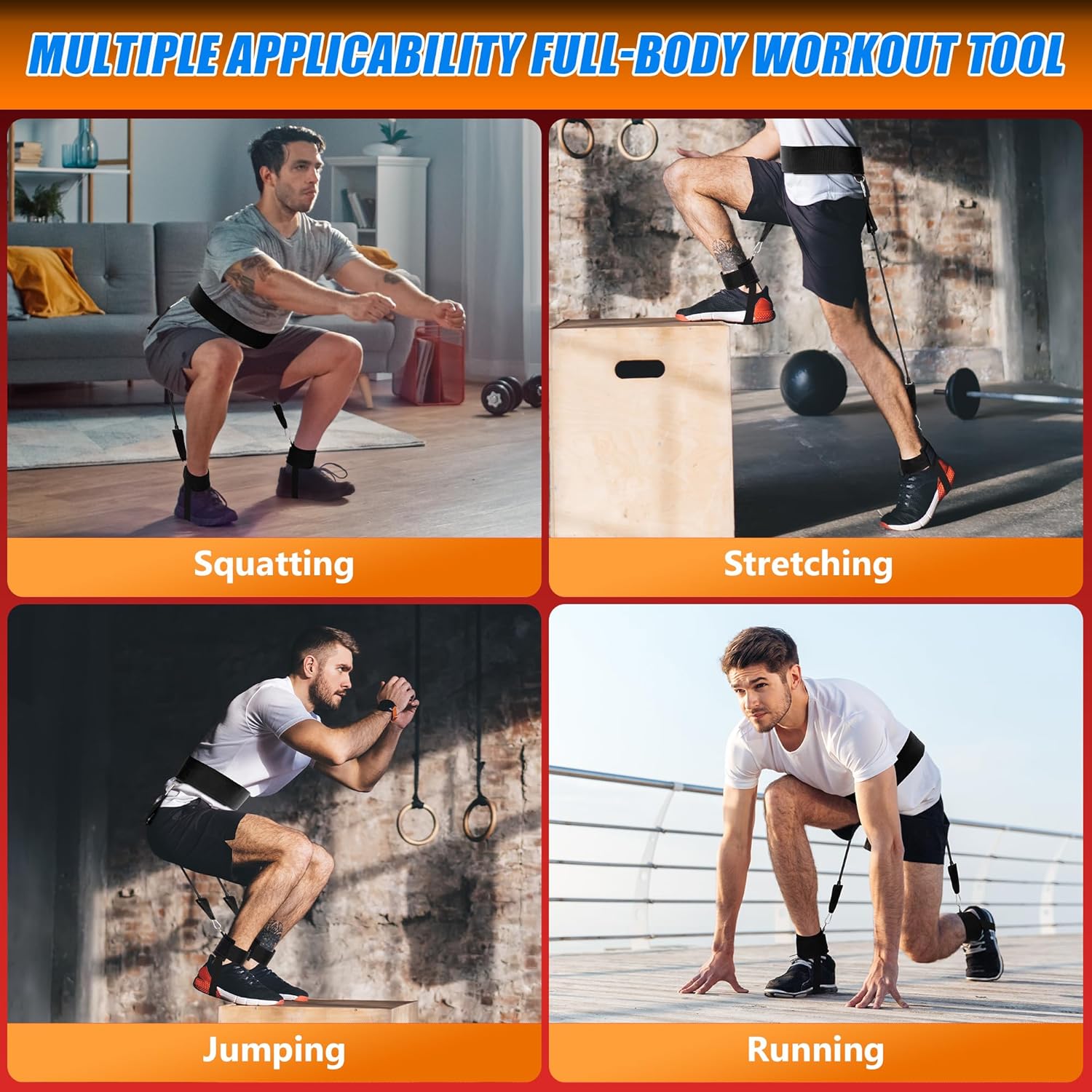 | Jump Dunk Vertical Leg Bands Trainer for Basketball, Football, Volleyball, and Strength Training. Tester Exercise Plyometric Jumptrainer Equipment. With high Resistance for higher Jumping. - Image 2