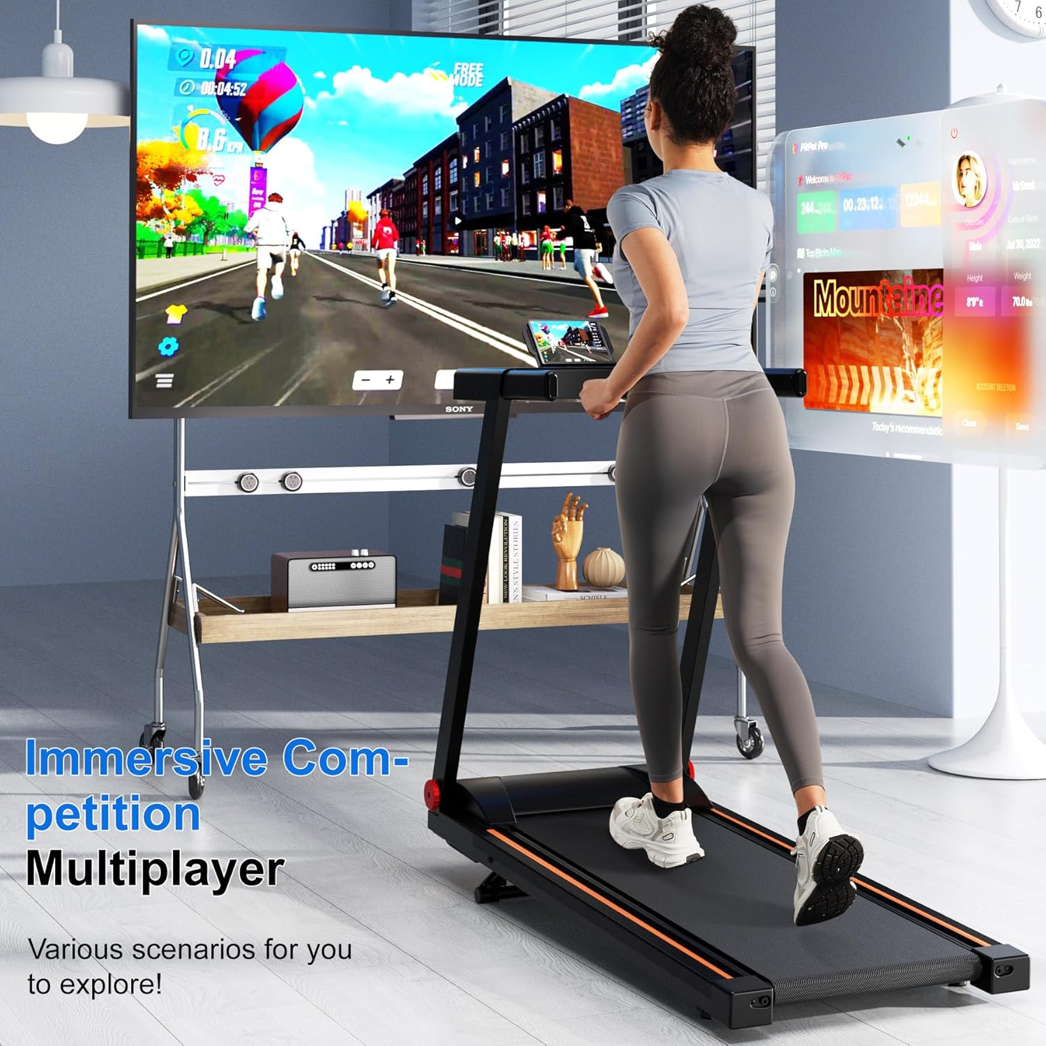 Treadmill with 5% Incline, 300lbs Capacity Folding 15 HP Small Treadmills for Home Portable Running Treadmill with Handles Quiet Brushless Dual Cushion System, Electric Compact Treadmil - Image 2