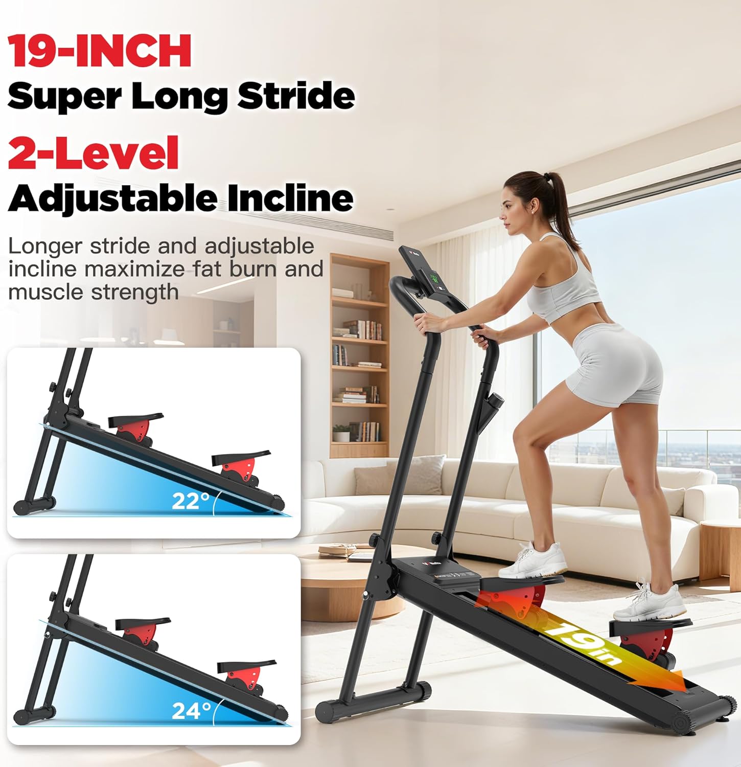 Magnetic Stair Stepper for Home, Folding Stairmaster with Resistance Adjustment, Folding Vertical Climber w/350 LBS Capacity,2 Incline Levels, 12'' Extended Pedal - Image 4