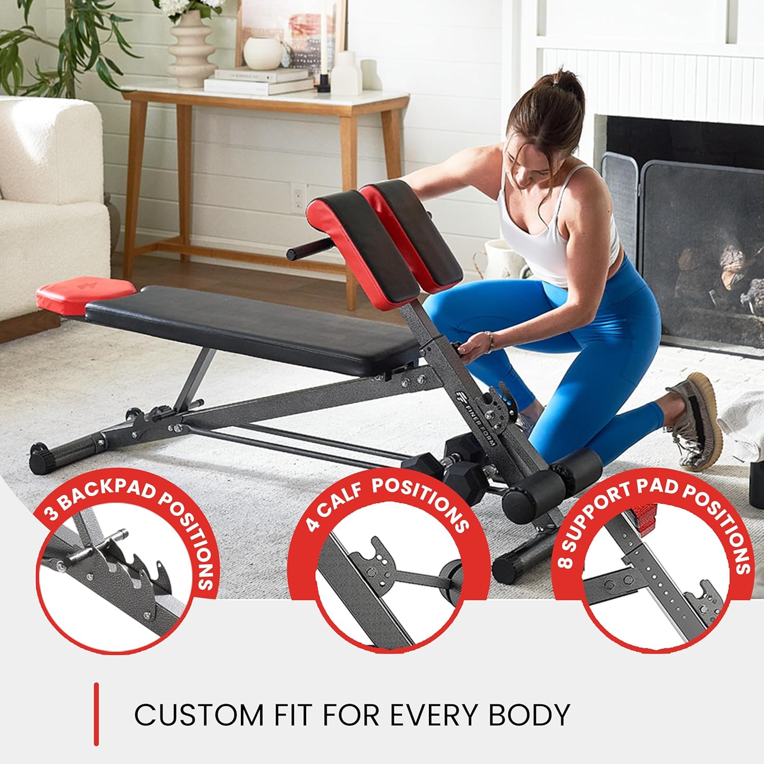 FF Finer Form Multi-Functional Weight Bench for Full All-in-One Body Workout – Adjustable Workout Bench Press for Home Gym, Fitness equipment for Back HyperExtension, Roman Chair Exercise, Sit up - Image 4