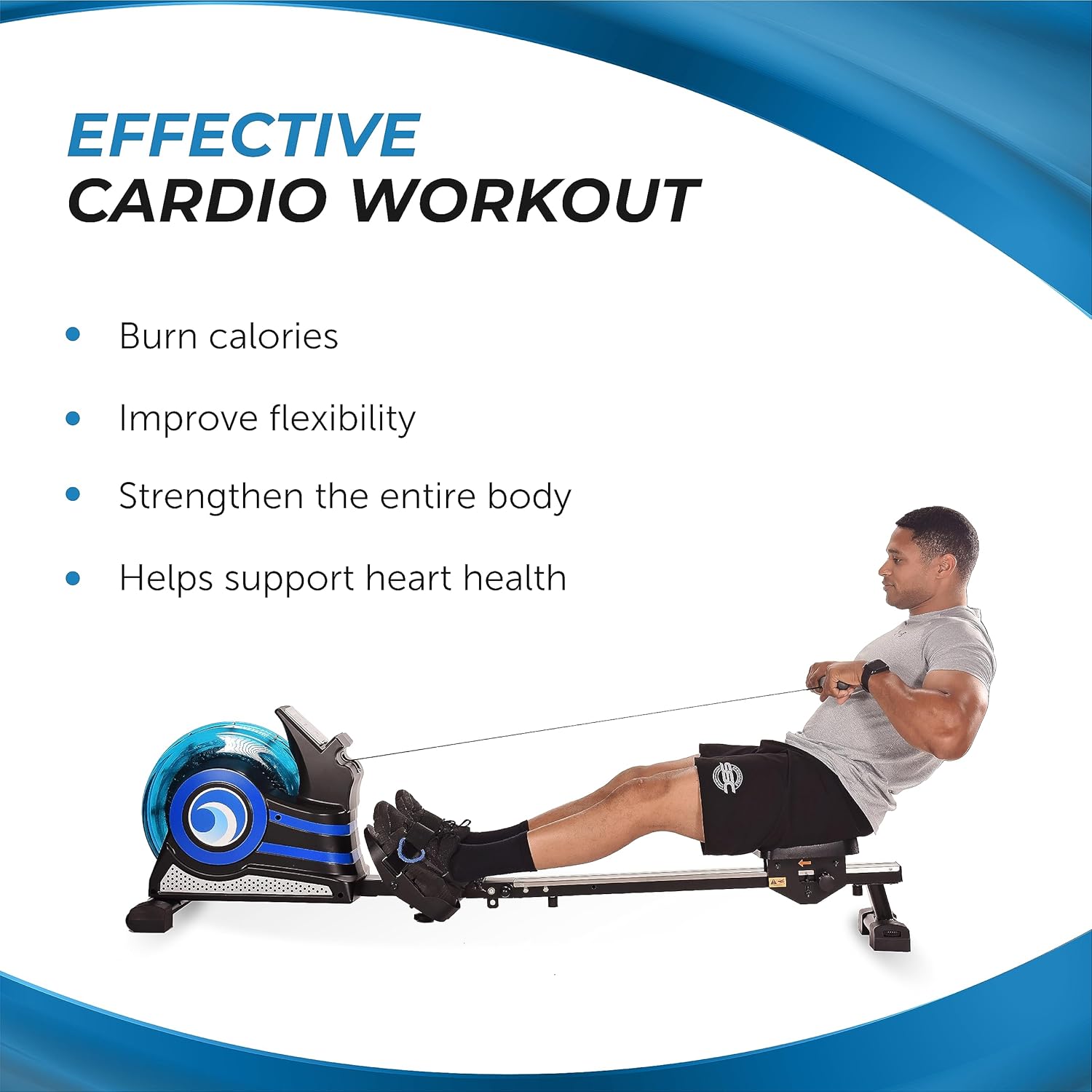 Stamina Inmotion Rower Compact, Efficient Cardiovascular Rowing Machine Smooth Adjustable Tension - Image 4