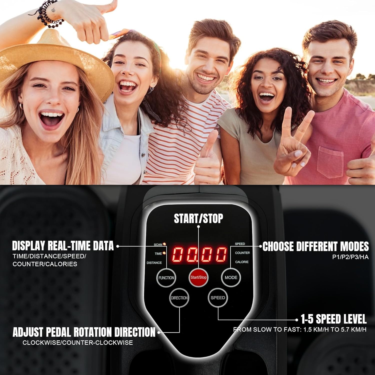 Under Desk Elliptical, Electric Foot Pedal Exerciser, Fully Assembled Seated Elliptical, Compact Portable Elliptical Machine Trainer with Remote Control, Mini Elliptical Leg Exerciser for Home - Image 4