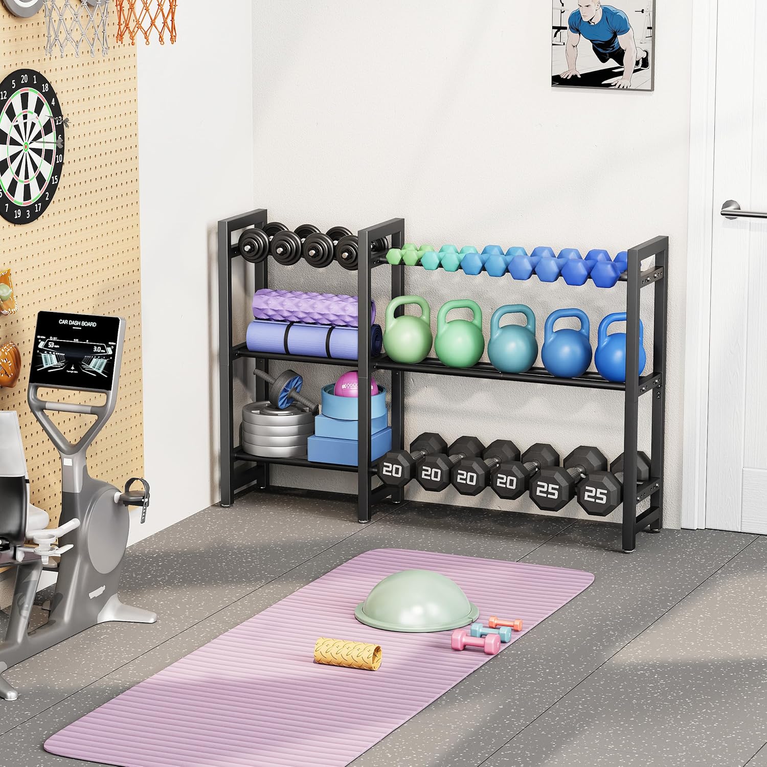 Dumbbell Rack Adjustable Weight Rack For Home Gym Dumbbells Kettlebell (Rack Only) - Image 6