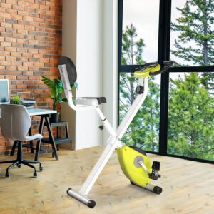 Soozier Foldable Upright Training Exercise Bike Indoor Stationary X Bike with 8 Levels of Magnetic Resistance for Aerobic Exercise