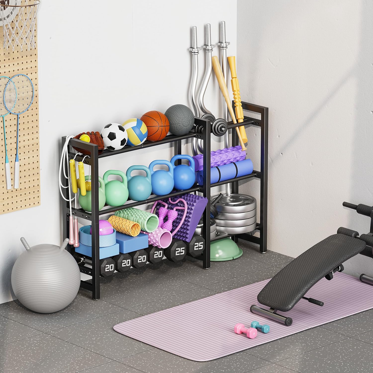 Dumbbell Rack Adjustable Weight Rack For Home Gym Dumbbells Kettlebell (Rack Only) - Image 3