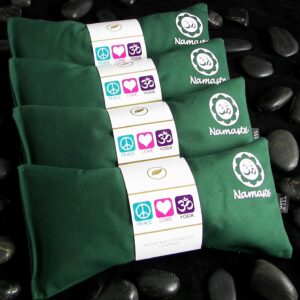 Lavender Eye Pillows – Yoga Eye Pillows Namaste Hot Cold Aromatherapy for Stress, Meditation, Spa, Relaxation Gifts – Made in USA by Happy Wraps – Set of 4 – Green Cotton