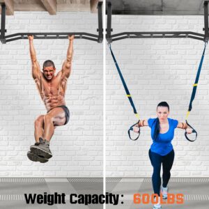 48″ Ceiling Mount Pull Up Bar – Heavy Duty Multi-Grip Chin Up Bar for Garage/Home Gym and Strength Training, Adjustable Height&Supports to 600 Lbs