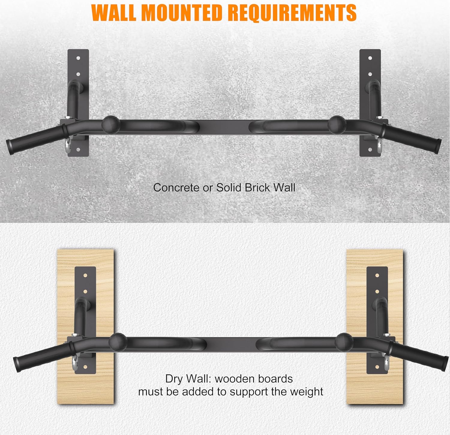 Wall Mounted Pull Up Bar, Heavy Duty Chin Up Bar, Multi Grip PullUp Bar for Garage, Basement, Wall Mount - Multifunctional Fitness Bar,Supports up to 800 Lbs - Image 5