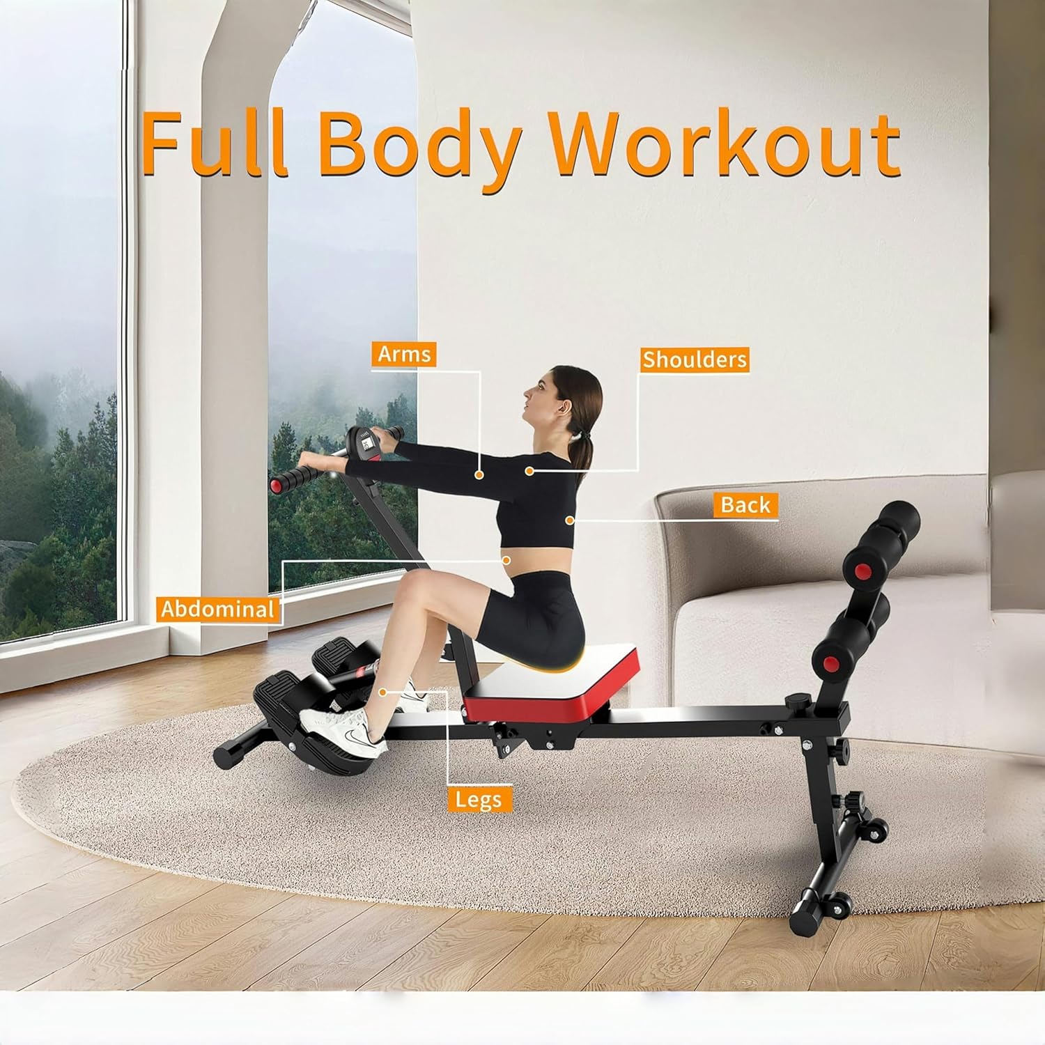 Rowing Machine for Home, Magnetic Rower Machine with Quiet Resistance, Foldable Rower for Home Use, Burn Fat & Sculpt Muscles - Image 2
