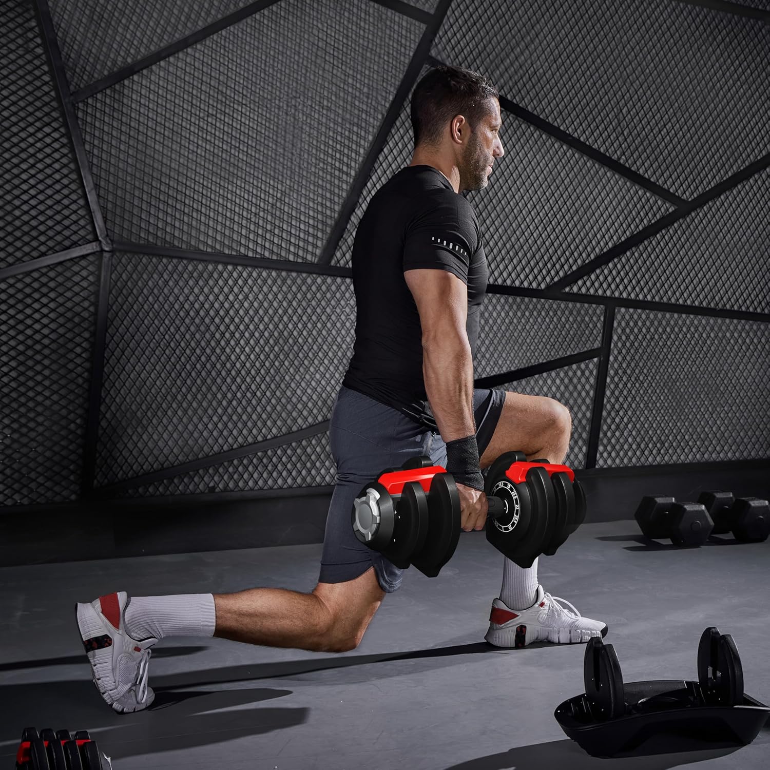 Yaheetech Adjustable Dumbbell Set 28/40/52.5/90LBS Adjustable Dumbbells Fast Adjust Dumbbell Weight Set with Anti-Slip Handle and Tray for Men/Women Home Gym Strength Training Equipment Single/Pair - Image 9