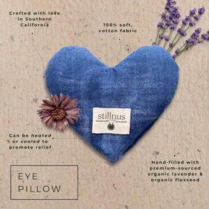Grief Support Eye Pillow – Lavender Flaxseed Weighted Mask – Denim Indigo Heart – Emotional Recovery Tool for Sleep, Meditation, & Nervous System Calm