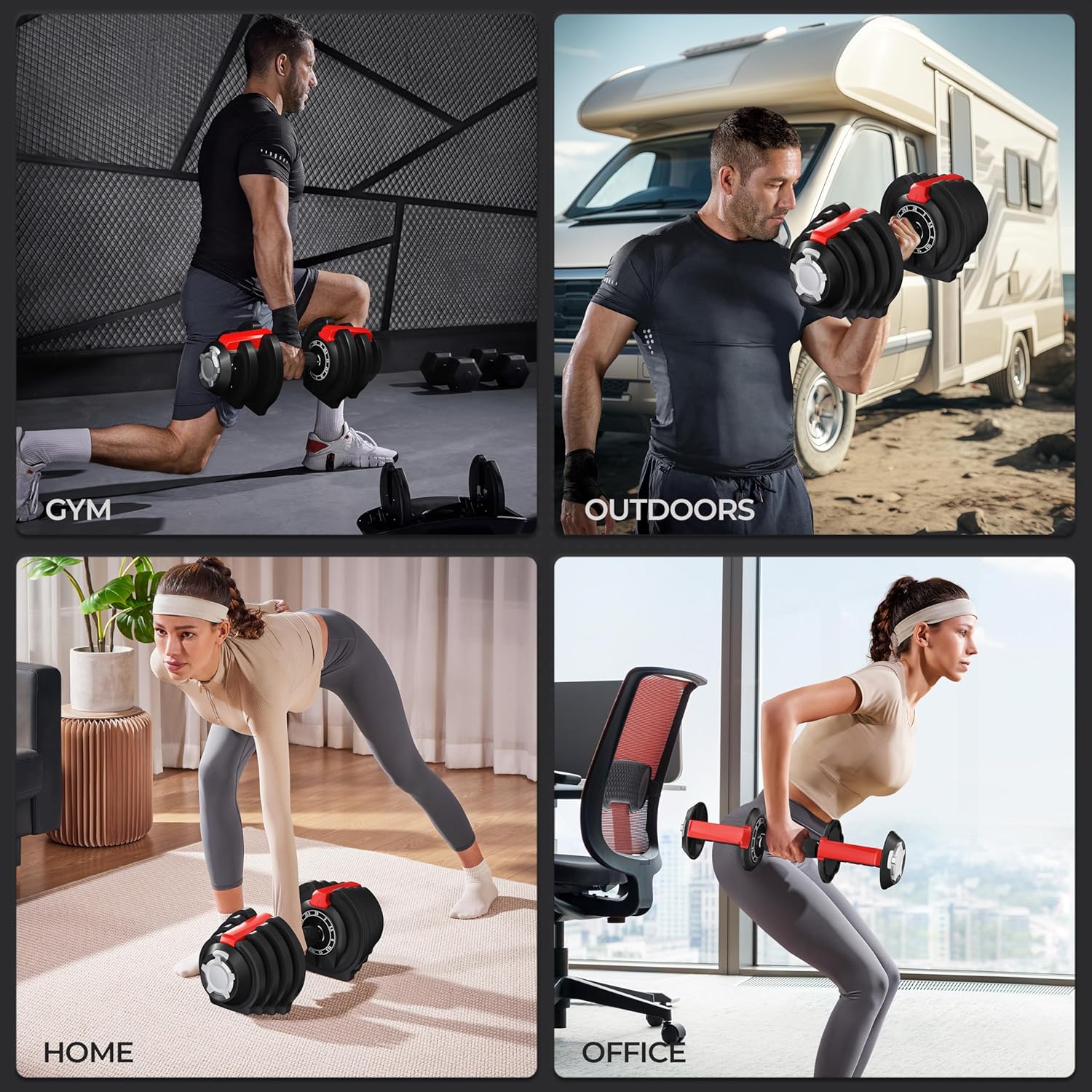 Yaheetech Adjustable Dumbbell Set 28/40/52.5/90LBS Adjustable Dumbbells Fast Adjust Dumbbell Weight Set with Anti-Slip Handle and Tray for Men/Women Home Gym Strength Training Equipment Single/Pair - Image 7