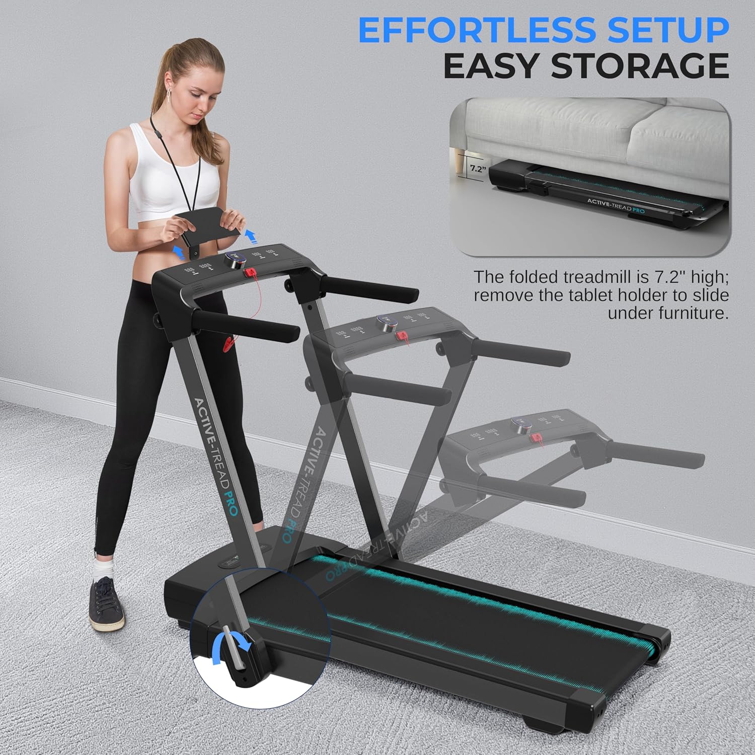 SereneLife Walking Pad Treadmill with Remote Control, 0.6 – 8.7 MPH Smart Speed Control, Walking Mat, Under Desk Treadmill for Home Office, Shock Absorption, App Support, 265lbs Limit - Image 6