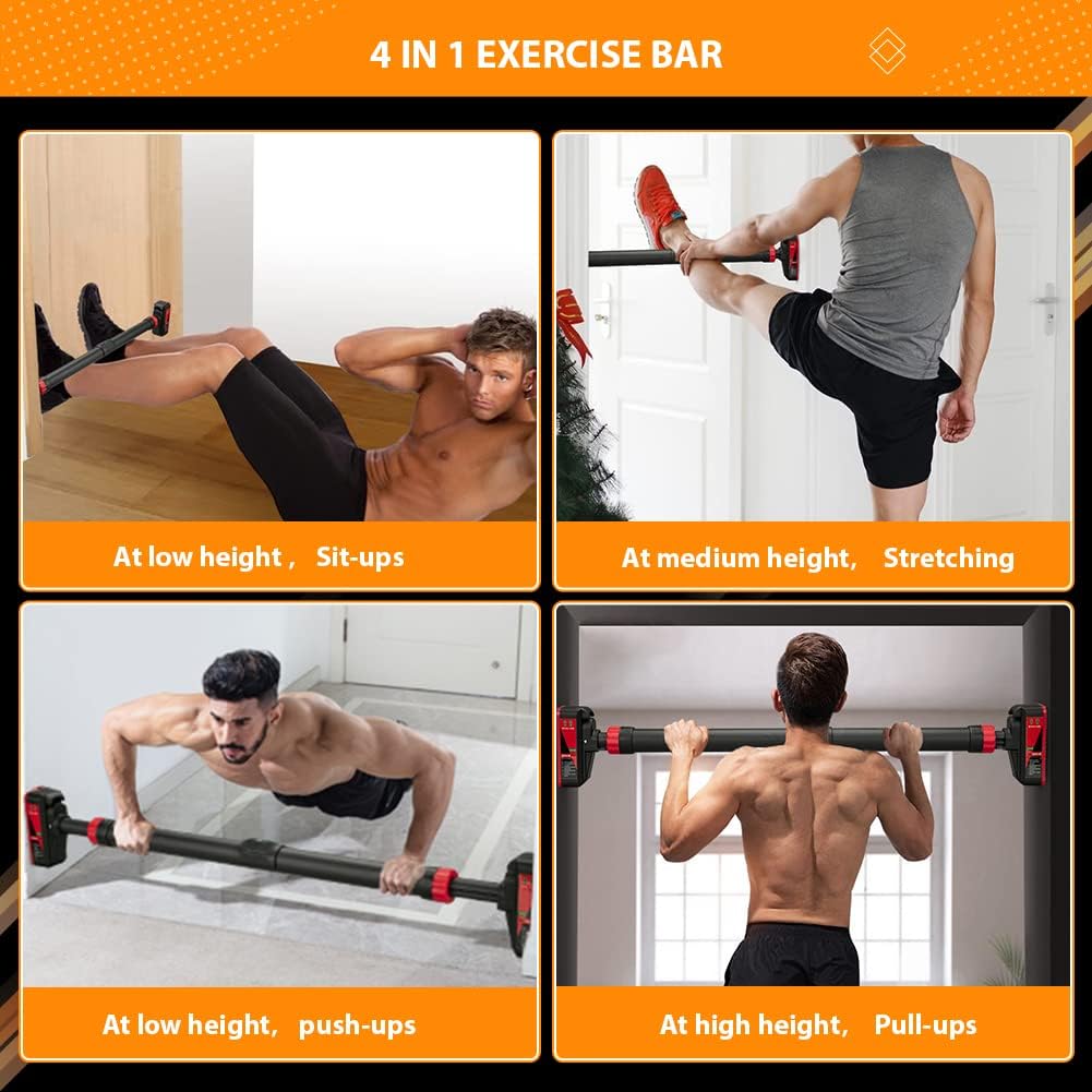 Adjustable Pull Up Bar for Doorway - Upper Body Workout Training Bar with Locking Mechanism, No Screw Installation, Portable Design, Max Load 440 Lbs, Fits 27.2"-36.2" Width for Upper Body Training, H - Image 4