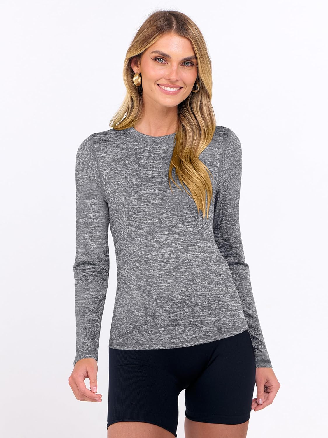 ANRABESS Womens Long Sleeve Workout Quick Dry Fitted Yoga Gym Athletic Shirts - Image 2