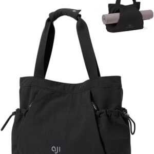 aji Gym Tote Bag for Women, Lightweight Yoga Mat Bag with Wet Dry Storage Pocket & Multi Pockets