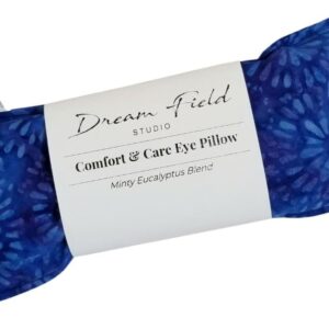Eucalyptus Eye Pillow – Hot or Cold Use – Handmade Weighted Bag, 4″ x 10″ Size, Sinus and Migraine, Relaxation – Deep Blue Batik
