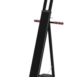 Soozier Folding Vertical Climber Exercise Machine, Height Adjustable Climbing Machine with LCD Monitor and Transport Wheels, Stair Stepper for Full Body Workout, Black