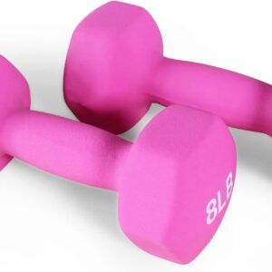 Fitvids Neoprene Dumbbell Hand Weights, Anti-Slip, Anti-roll, Hex Shape Colorful, Pair or Set with Stand
