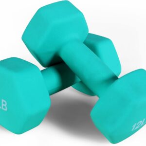 Fitvids Neoprene Dumbbell Hand Weights, Anti-Slip, Anti-roll, Hex Shape Colorful, Pair or Set with Stand