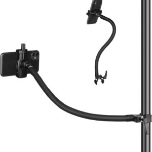 Gooseneck Phone Holder for Mic Stand/Music Stand/Stroller/Treadmill/Spin Bike/Exercise Bicycle,50 cm Long Flexible Gooseneck Arm Super Crab Clamp Mount,Compatible with 3.5~7.5″ iPhone Devices