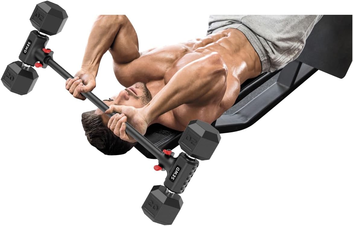 Dumbbell Converter by SEWD – Turn Dumbbells into Barbell Set – Adjustable Weights & Up to 220LB Capacity Barbell for Home Gym Full Body Workouts – Red - Image 4