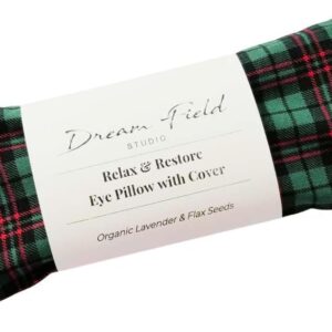 Organic Lavender Eye Pillow – Handcrafted Aromatherapy Eye Mask for Yoga, Meditation & Relaxation – Cotton, Flax Seed Filling, Warm or Cool Comfort | Holiday Plaid