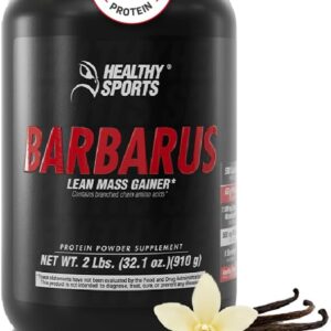 Protein Powder for Muscle Gain 60g Protein, 1100mg Creatine, BCAAs, Amino Acid Blend & Glutamine – 3 Scoops (150g) – Vanilla Flavor, 900g – Non-GMO – High Protein Supplement – 6 Servings – Barbarus