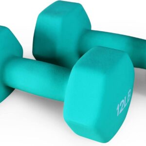 Fitvids Neoprene Dumbbell Hand Weights, Anti-Slip, Anti-roll, Hex Shape Colorful, Pair or Set with Stand